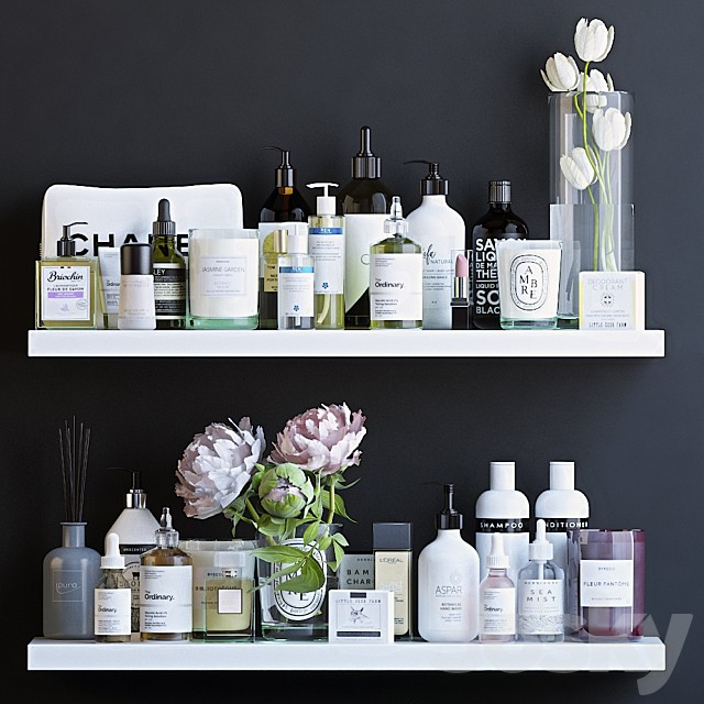 Shelves with cosmetics and bathroom decor - 2