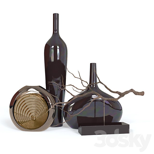 Decorative Set 2 (3 vases and line)