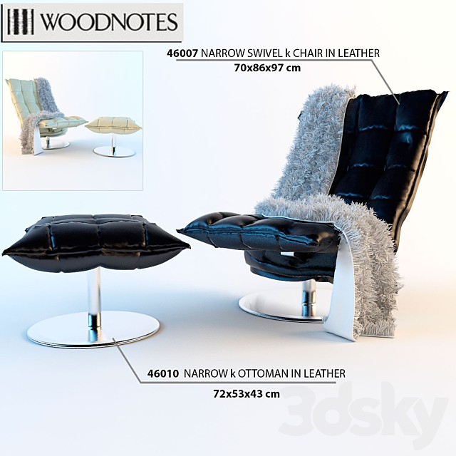 Chair and ottoman Woodnotes NARROW SWIVEL k CHAIR in LEATHER