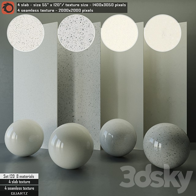 Quartz Slab & Seamless texture Set 120