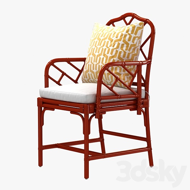 Ballard macau arm chair in deep coral