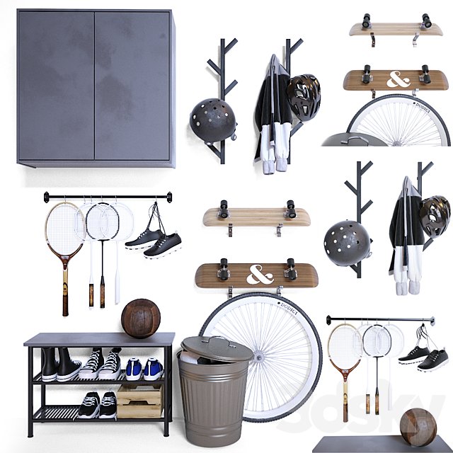 Storage of sports equipment in the hallway