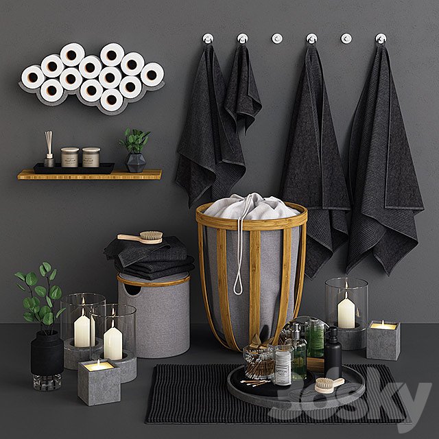 Bamboo & Concrete Bathroom Set