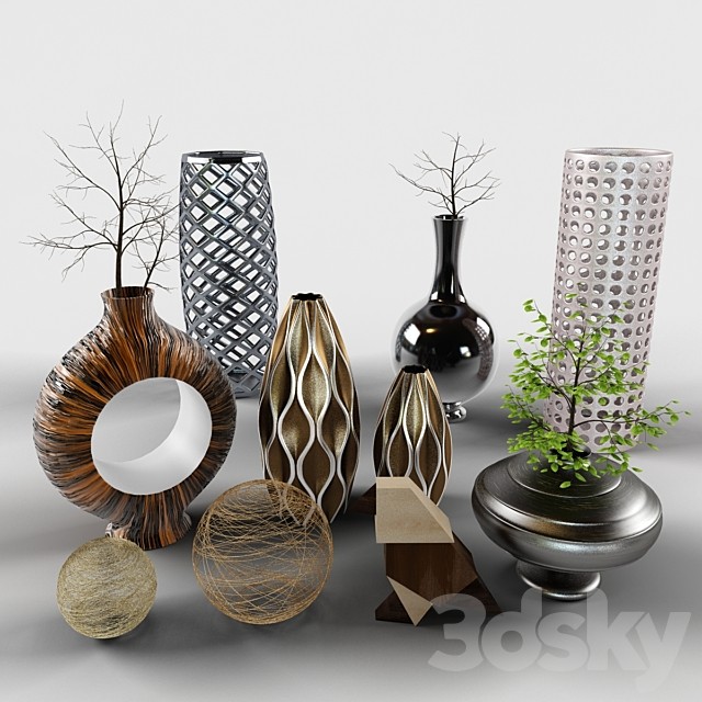 Set vases, bird Cody, sprigs