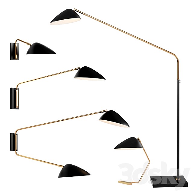 WEST ELM Curvilinear Mid-Century Lamp set 2