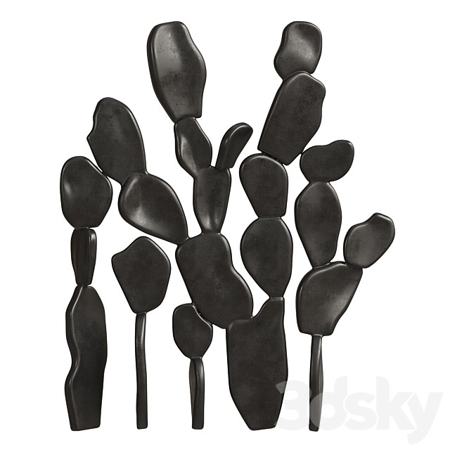 Modern Black Metal Cactus Floor Decor Set