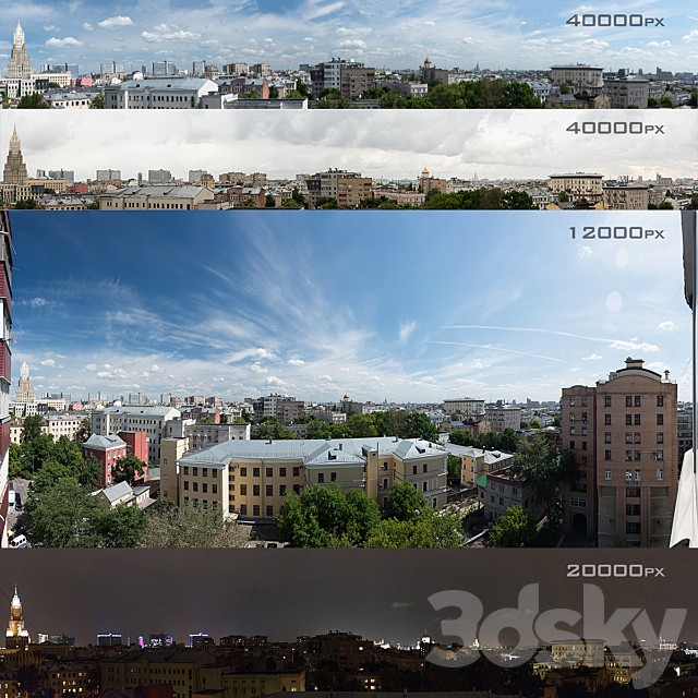 Panoramas of Moscow from the region of Khamovniki. 4 photos
