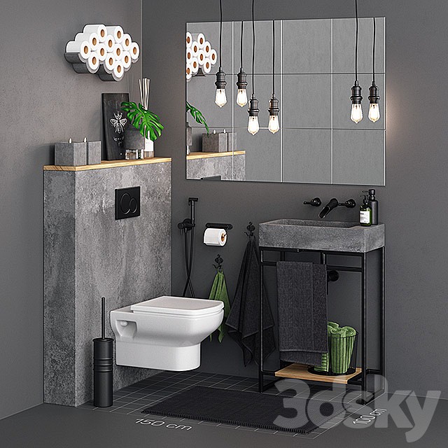 Concrete Toilet Set