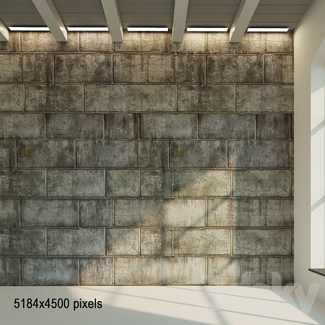 The stone block is aged. Stone wall