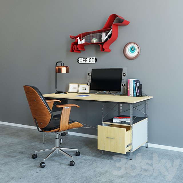 Workplace / armchair Baxton / Herman Miller table and decor