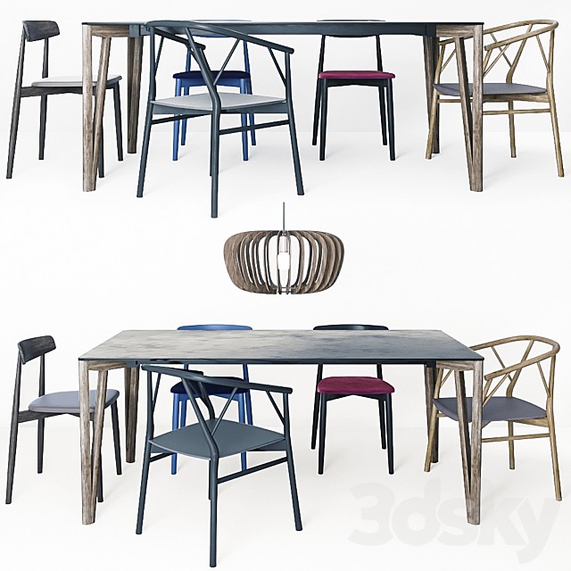 Miniforms Decapo table+Claretta & Valerie chair+Coraline lamp