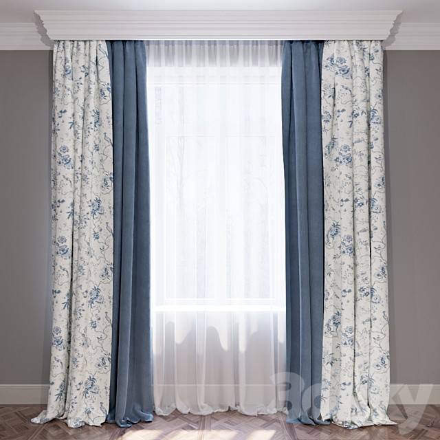 Set of curtains (4 curtains and tulle) in the style of Provence 04.