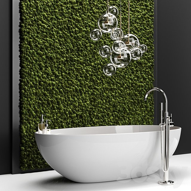 Bathroom set with moss