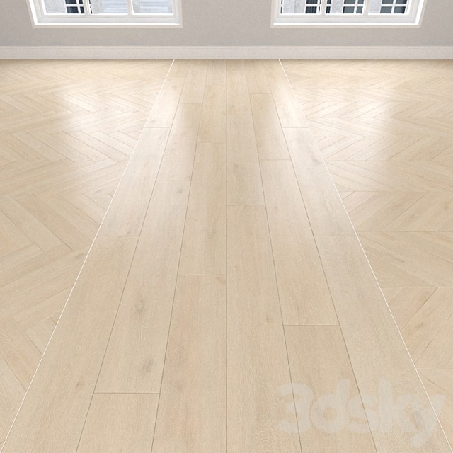 Parquet Sand oak, 3 types: herringbone, linear, chevron.