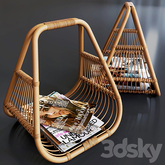 journals set and wicker stand made of natural rattan