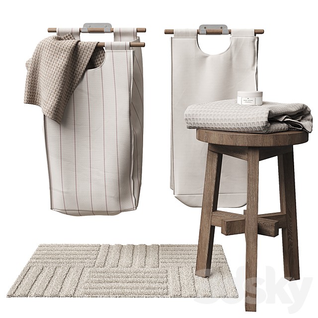 Laundry and accessory basket set for the laundry and bathroom