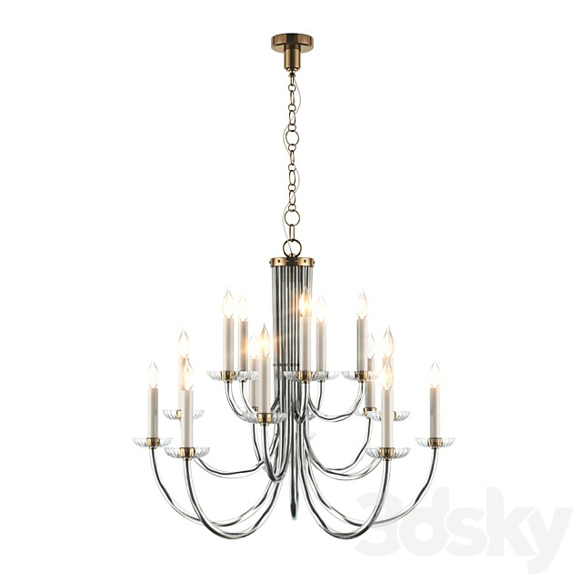 AERIN Modern Wharton Chandelier In Clear Acrylic And Hand-Rubbed Antique Brass