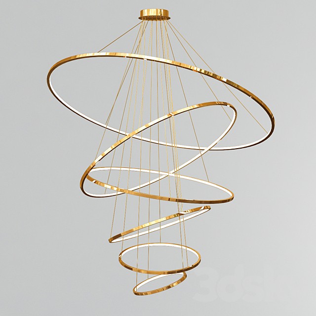 Gold and Nickel Led Swirl Six Ring Chandeliers