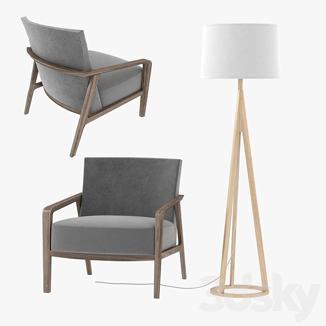 Riva 1920 noble armchair and Jackson Floor Lamp by Crate and Barrel