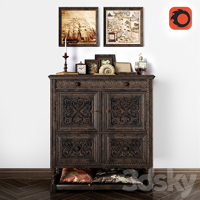 chest of drawers Winter White Antique Cabinet