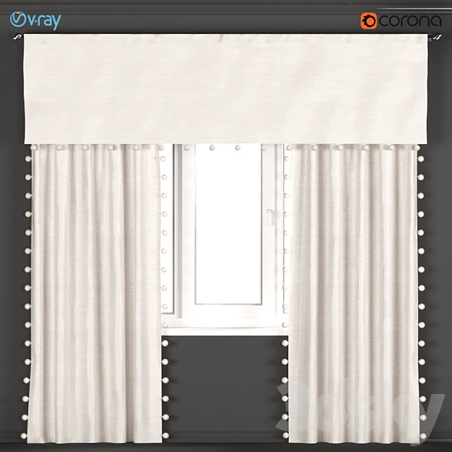 Beige curtains with pom-poms from Restoration hardware - RH Baby & Child.