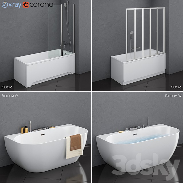 A set of baths Ravak set 17 (Classic and Freedom W in 2 variants)