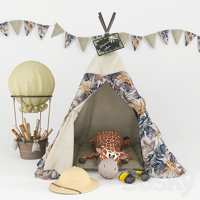 Wigwam for children with decor