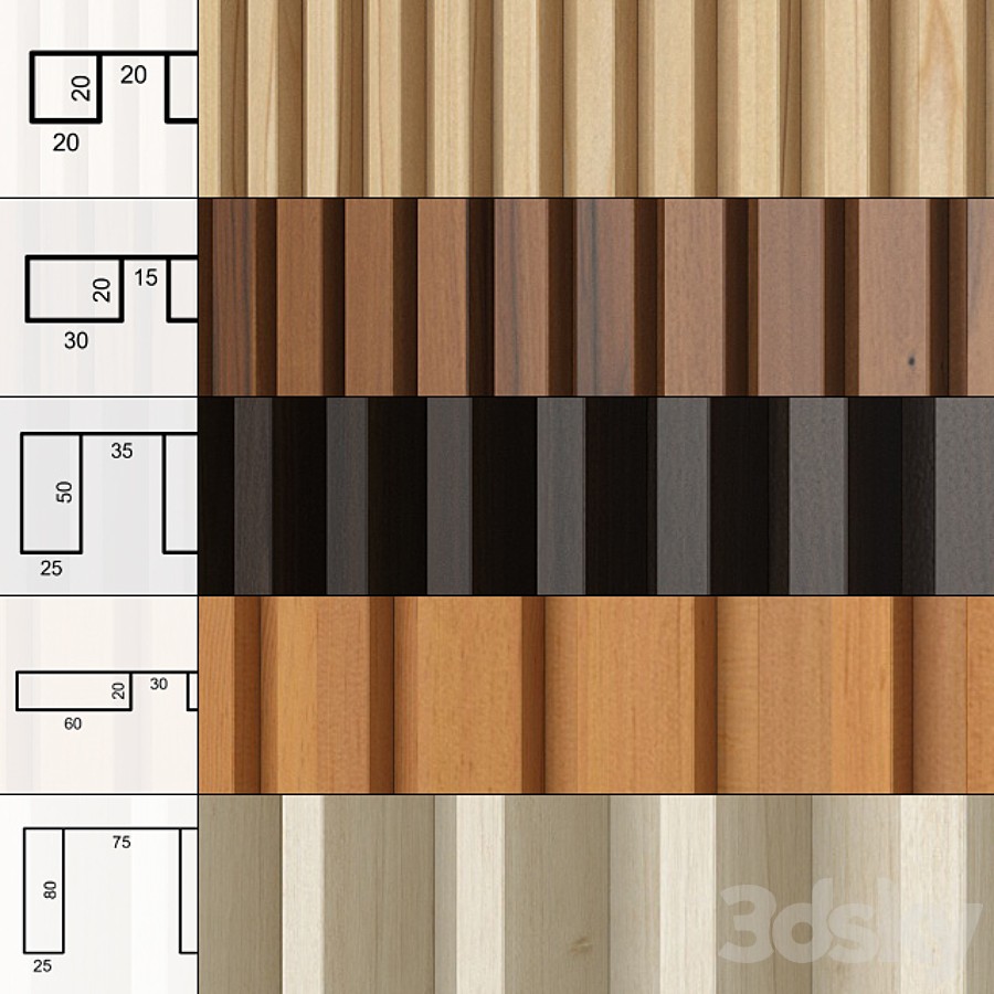 A set of panels with slats.