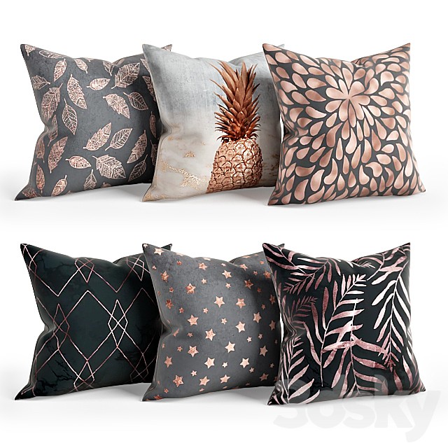 Rose Gold Grey Pillow Set 001
