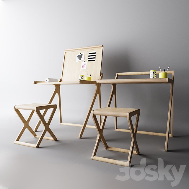 Children's table with a folding table top
