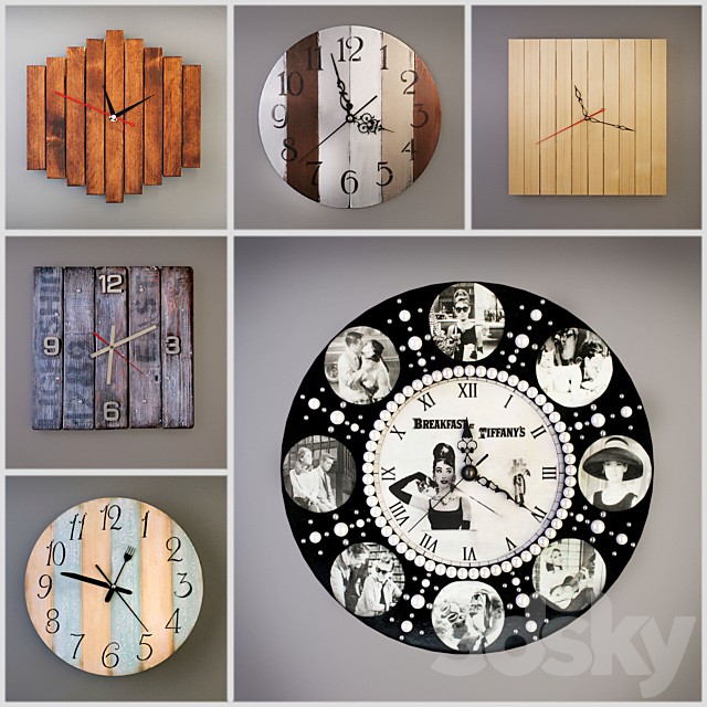 Collection of wall clocks handmade