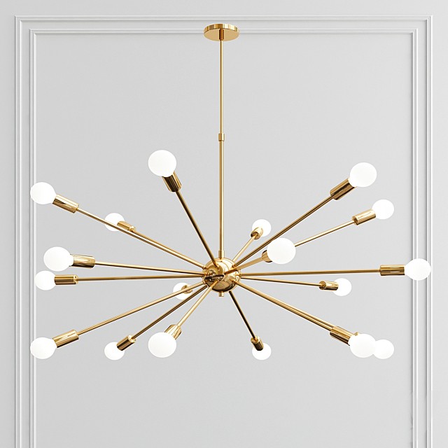 Modern Polished Brass Sputnik Chandelier