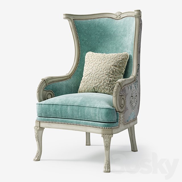 Massoud: Silver Damask Chair