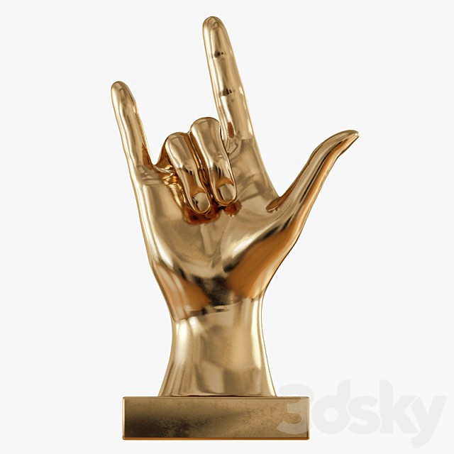 Figurine hand rock on table top