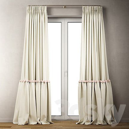 Сotton draped curtains with ruffles / Curly curtains with ruffles