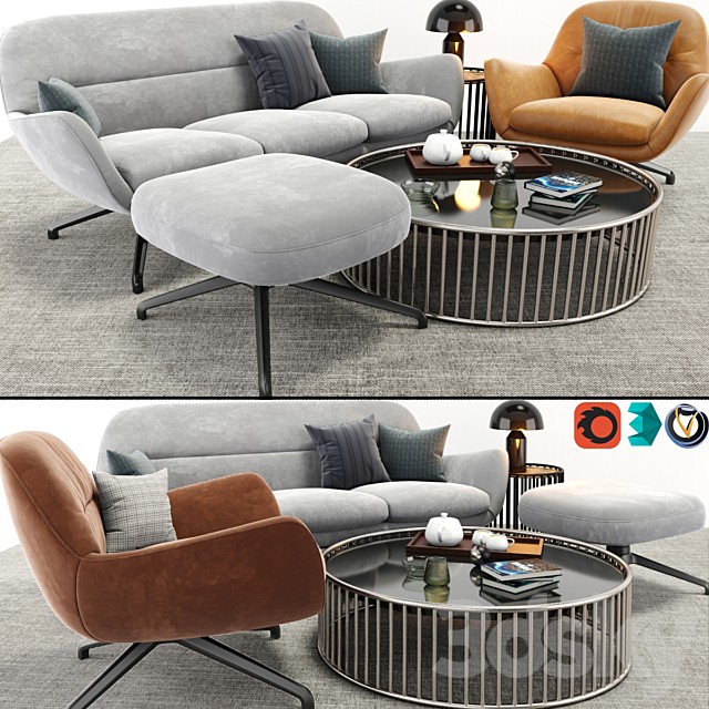 Minotti Jensen Arm Chair And Sofa Set