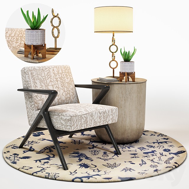 Capri Lounge Chair & RH Side Table Set