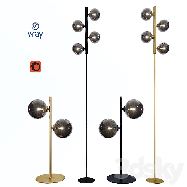 Table and floor lamps, model TYCHO, from the company LUCIDE, Belgium.