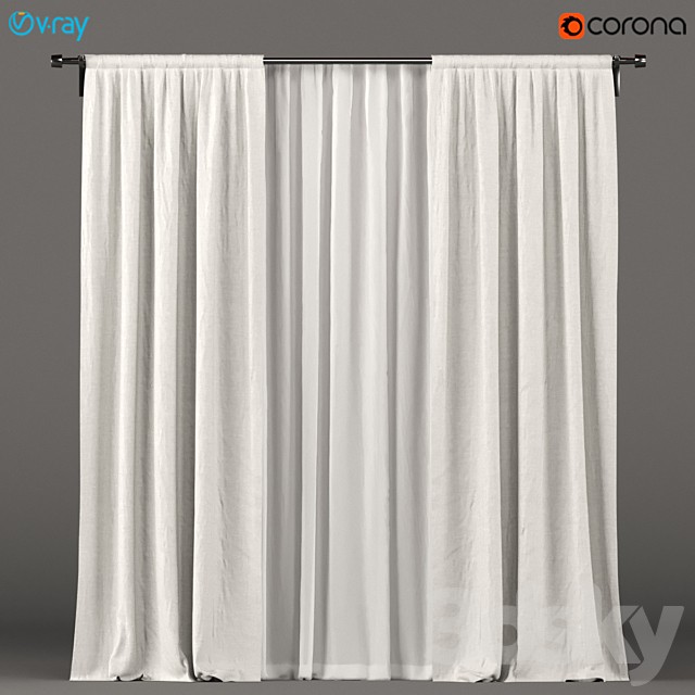 White curtains with white tulle.