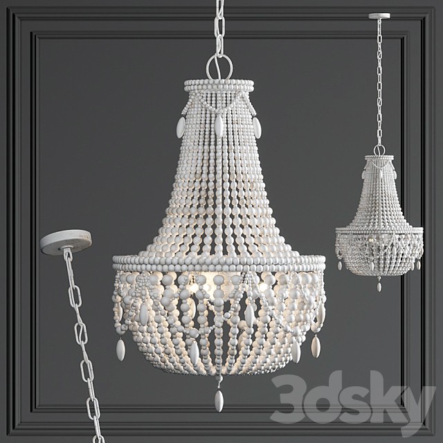 Chandelier RH Anselme White Wood Large Chandelier