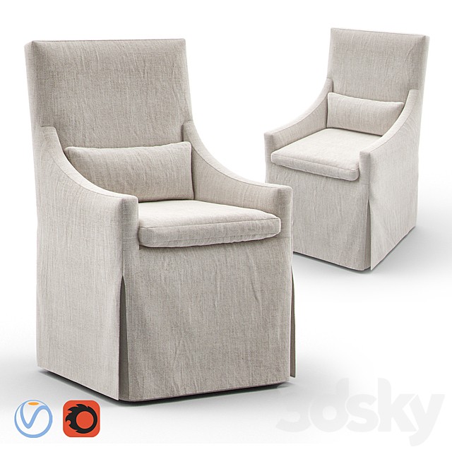 RH Belgian Slope Arm Slip Covered Armchair