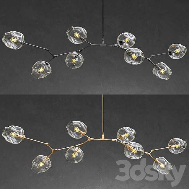 Branching bubble 8 lamps - Gold and Black metal
