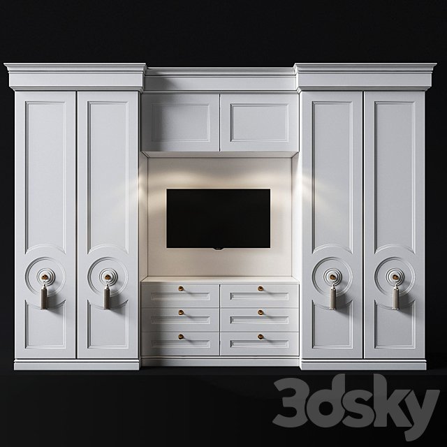 Wardrobe with TV area in the bedroom