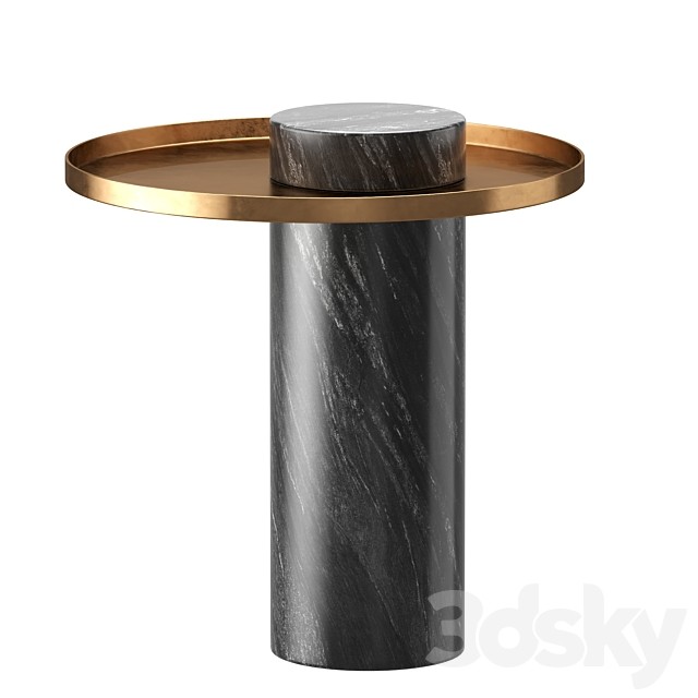 Pillar Side Table in Black Marble & Brushed Gold design by Nuevo