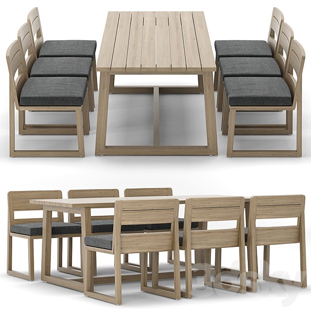 RH Outdoor Sebastian rectangular table chair