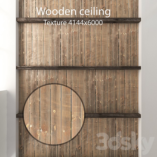 Wooden ceiling with beams 04