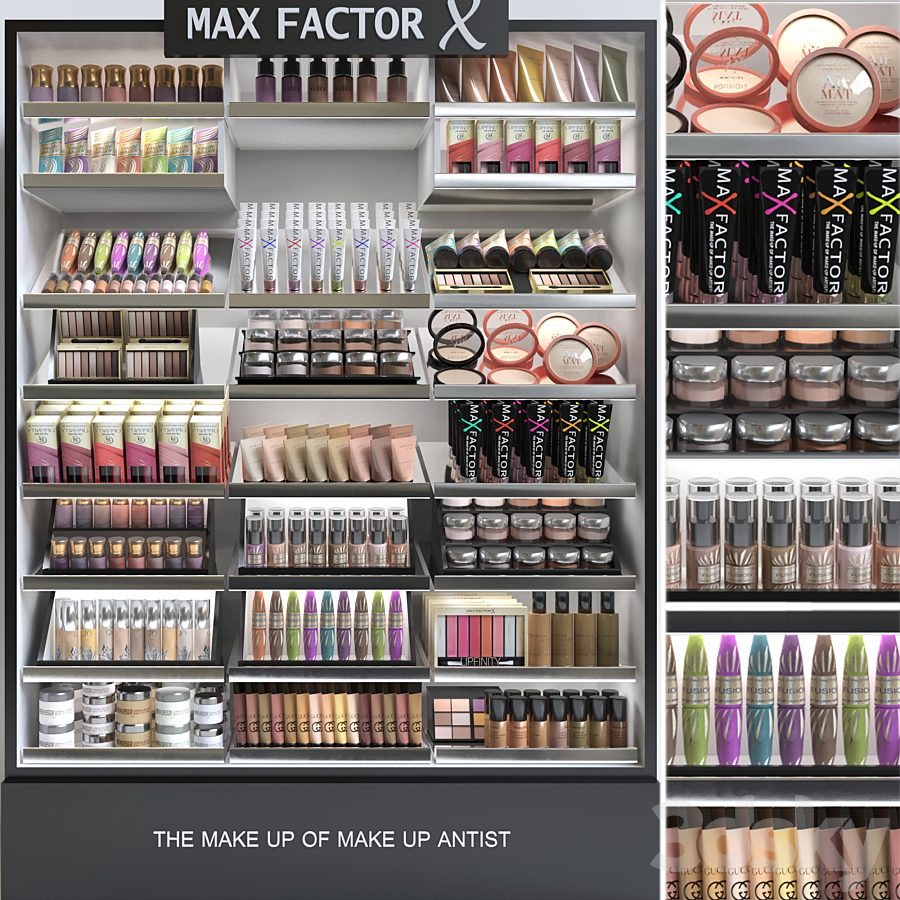 A set of professional cosmetics in a beauty salon or duty free 3