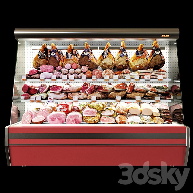 Shelves with meat
