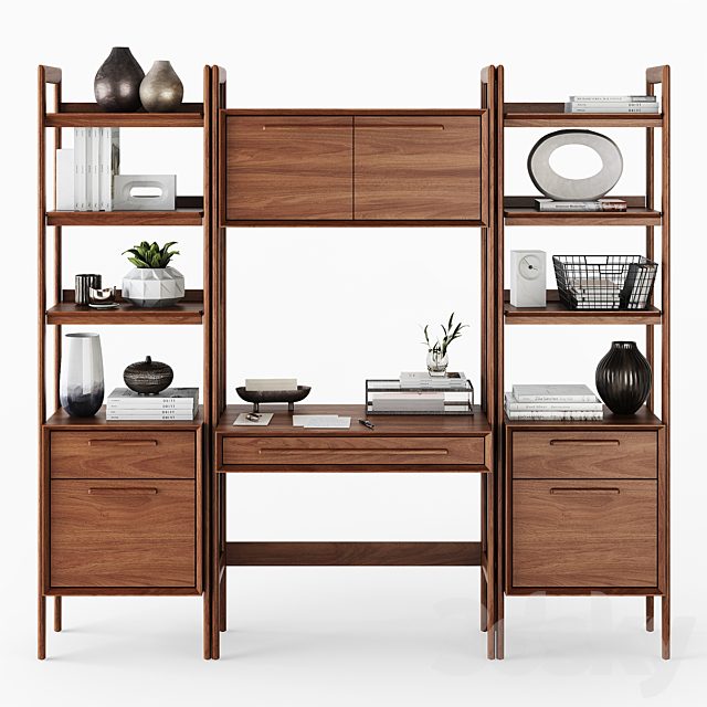 C&B Tate Bookcase Desk and File Cabinets