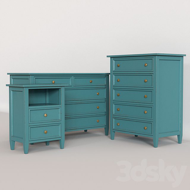 Crate&Barrel Harbor Blue Chest, Dresser, Nightstand.
